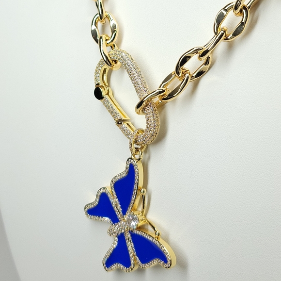 NEW Trendy Statement Pave CZ Carabiner Choker Necklace - Picture 9 of 10